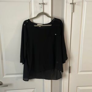 Sheer black linen long sleeve top